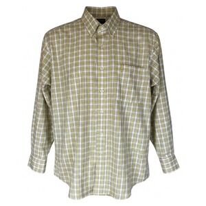 Wrangler Cowboy Cut Long Sleeve Plaid Button Up Shirt Men's Yellow White